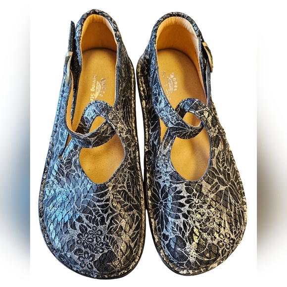 Spring Step Artiste Leather Comfort Shoe Mule Clog Black Floral Womens - Picture 2 of 9